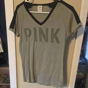 PINK Victoria's Secret Olive V-Neck Tee